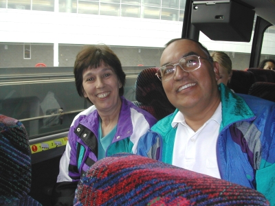 Linda and Rudy on bus.