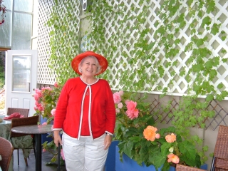 Mary Ann and the flowers.