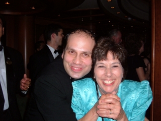 Dancing with the waiter.